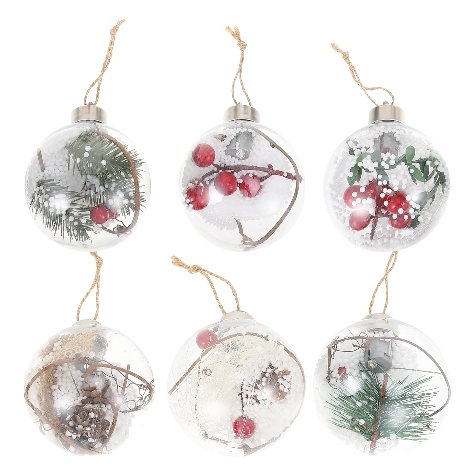 

6Pcs Luminous Christmas Balls Transparent Hanging Ornaments Xmas Tree Decor Party Supplies Glowing Xmas Balls Party Supply