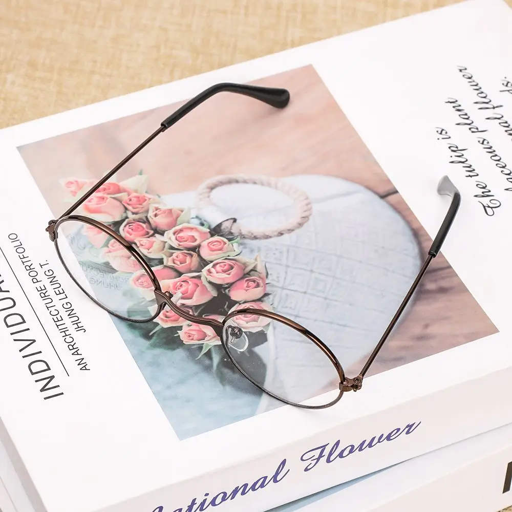 Photo Studio Shooting Girl Boy Round Decorative Glasses Children's Flat Mirror Retro Small Round Glasses Clothing Accesories