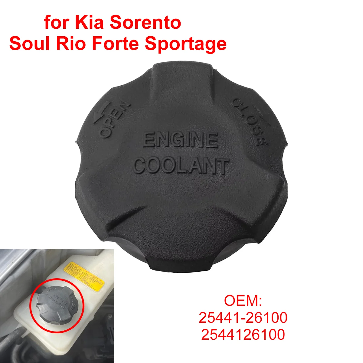25441-26100 for Kia Sorento Soul Rio Forte Sportage Optima for Hyundai Accent i20 i30 Car Radiator Coolant Reservoir Tank Cap
