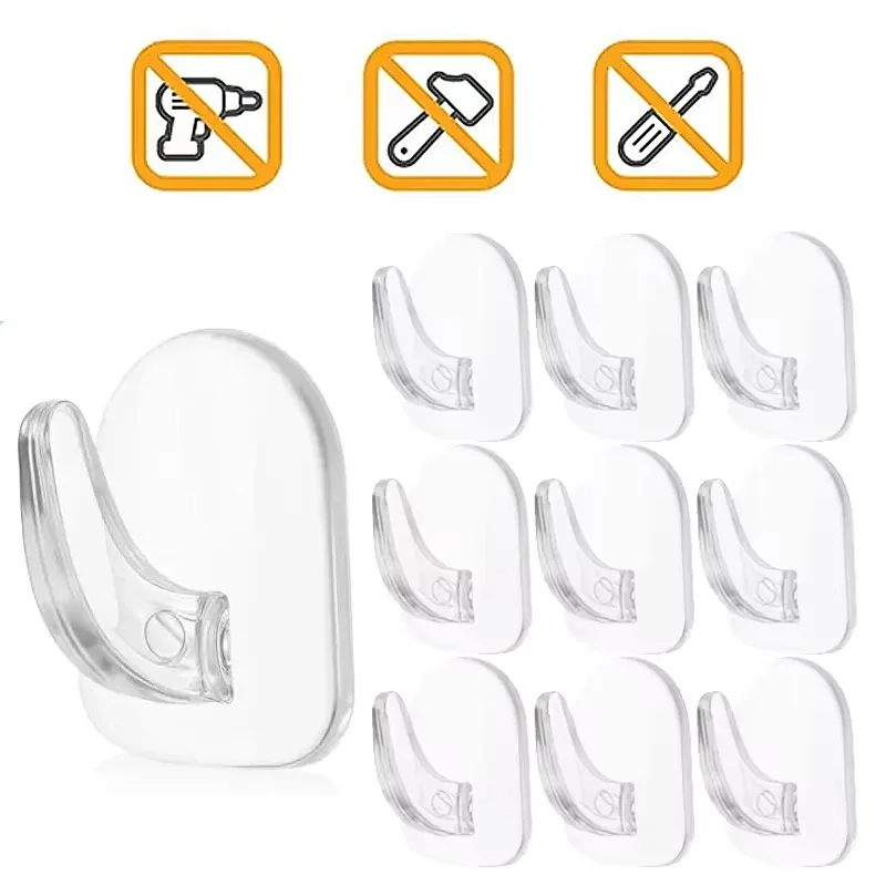 10/20/100pcs Transparent Mini Small Hooks Household Load-bearing Adhesive Hooks Without Punching Kitchen