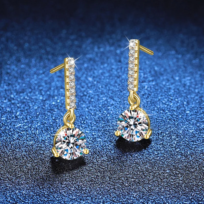 

Luxury 100% Real 18k Gold Women's Diamond Stud Earrings 2 karat Moissanite Fashion High-grade Stud Earrings