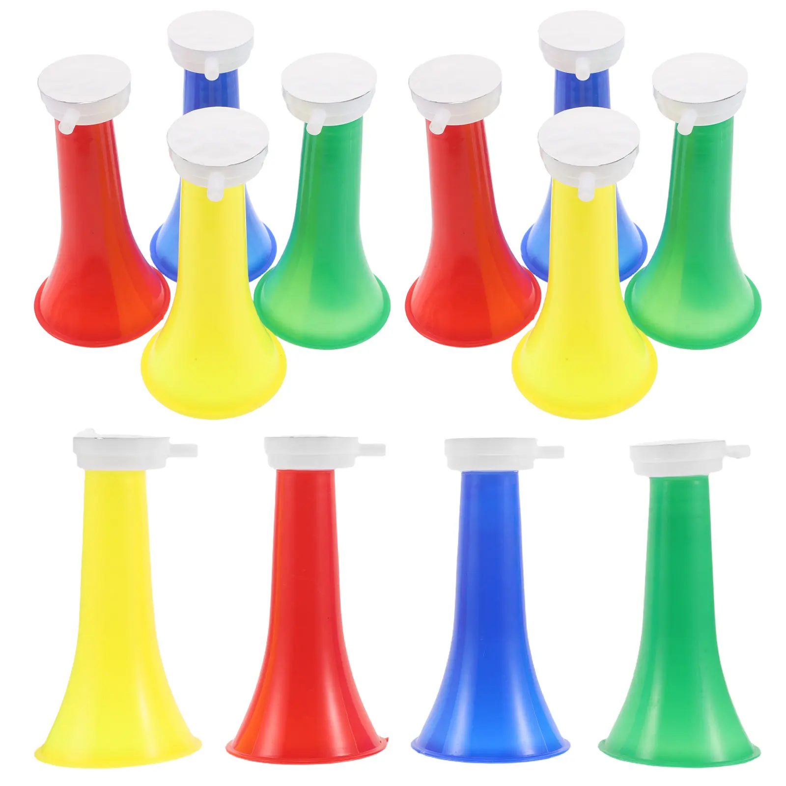 

Набор из 12 складных пластиковых горн-мегафонов для болельщиков: громкий звук для спортивных мероприятий, выпускных вечеров, школьных праздников и поддержки команды