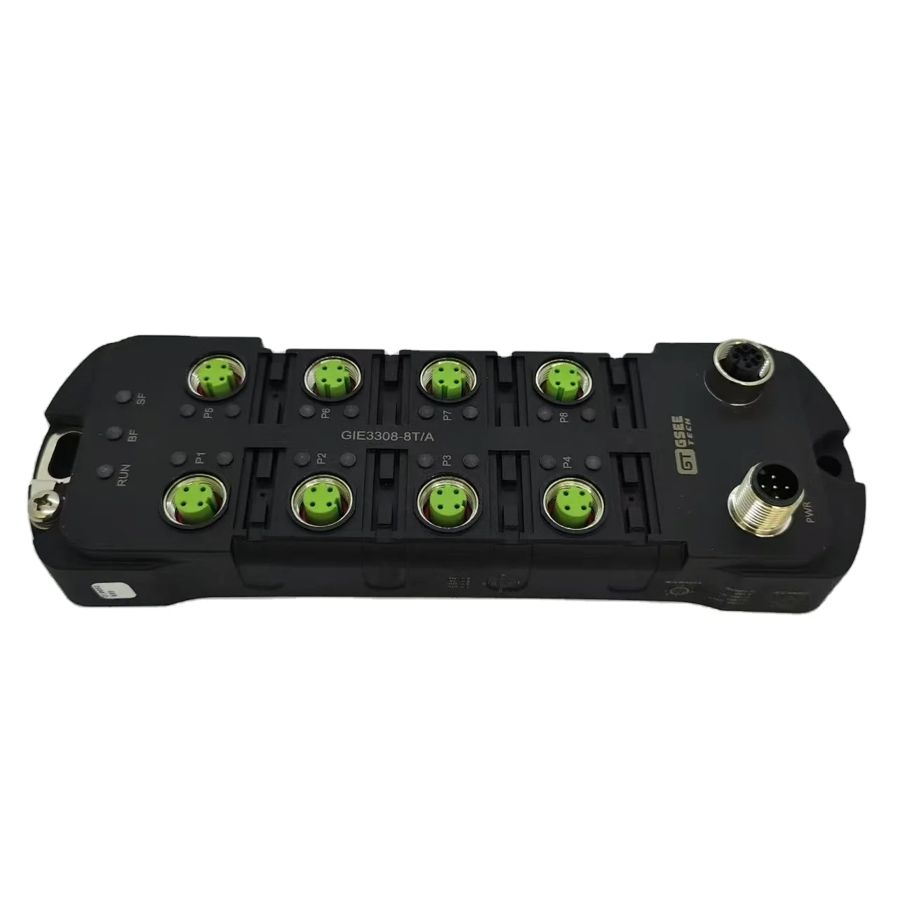 Przełącznik zarządzalny o szybkości 10/100 Mbps z automatyczną negocjacją prędkości, klasy ochrony IP67, z możliwością kaskadowania wejść/wyjść, zgodny z normami EN50155 i EN50121-3-2, przeznaczony do zastosowań w przemysłach.