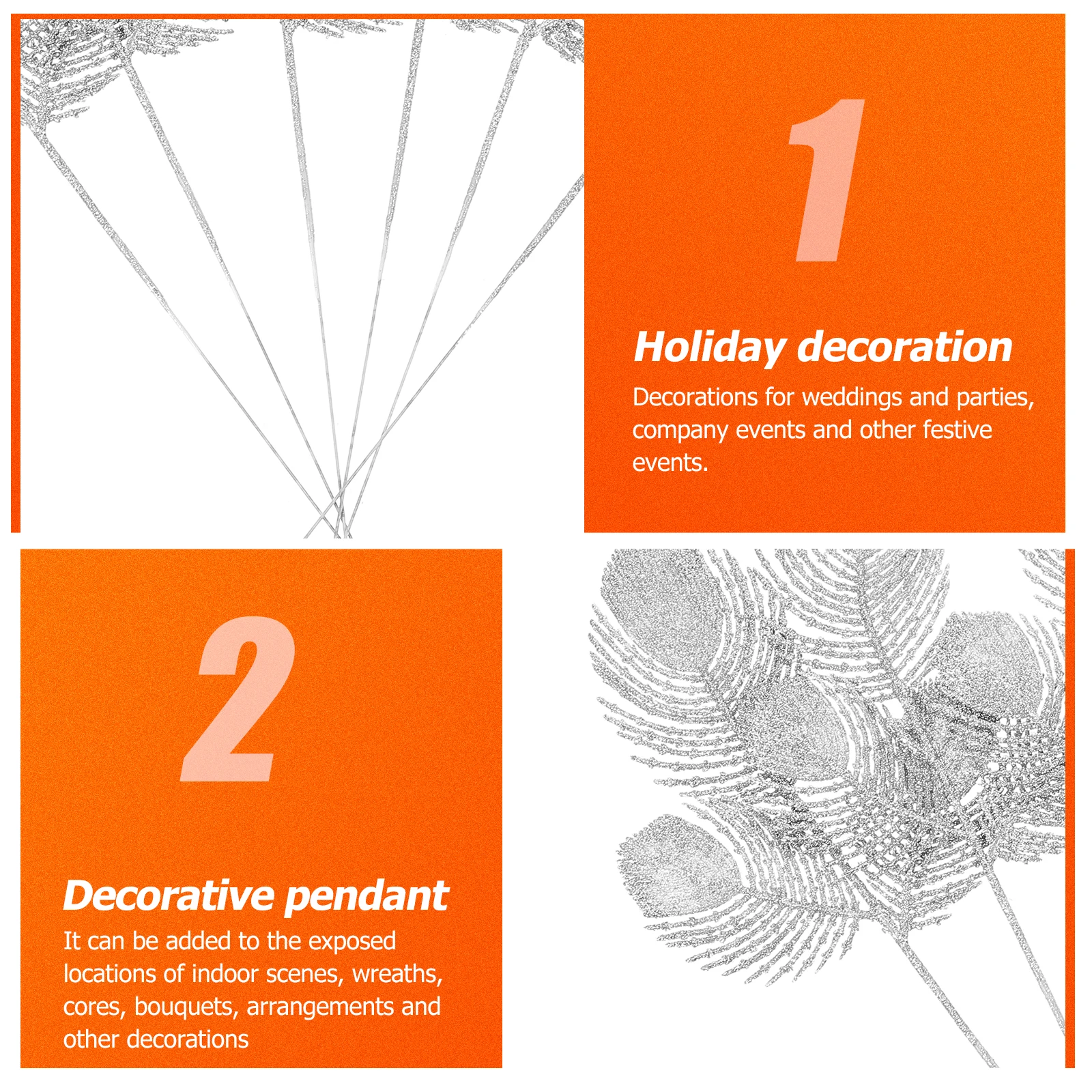 

6 Pcs Christmas Tree naments Blue Fake Party Supplies Leaves Decor Xmas Simulation Leaf Pendant DIY Plant Decor