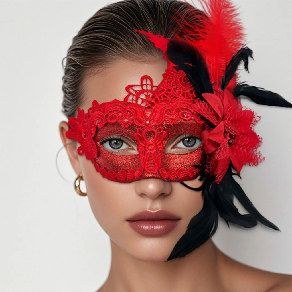 Rhinestone Mask Comfortable Flower Party Mask Lace Costume Mask Exquisite For Valentine'S Day Party Halloween Party Graduation