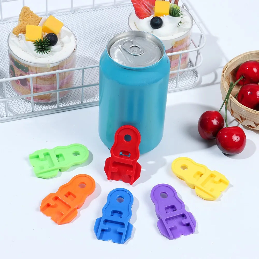 

6pcs Plastic Beverage Drink Opener with Hole Dust Proof Can Opener Labor-saving Multicolor Plastic Drink Opener Home Bar
