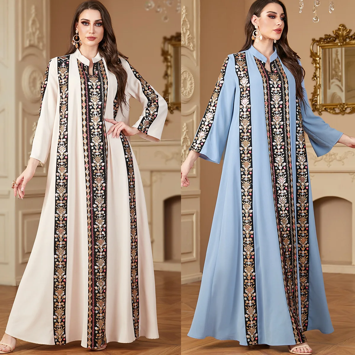 

Eid вышивка Jalabiya женские Musulmane Vestidos женское платье Дубай Abaya Турция Кафтан Рамадан ислам одежда Abayas