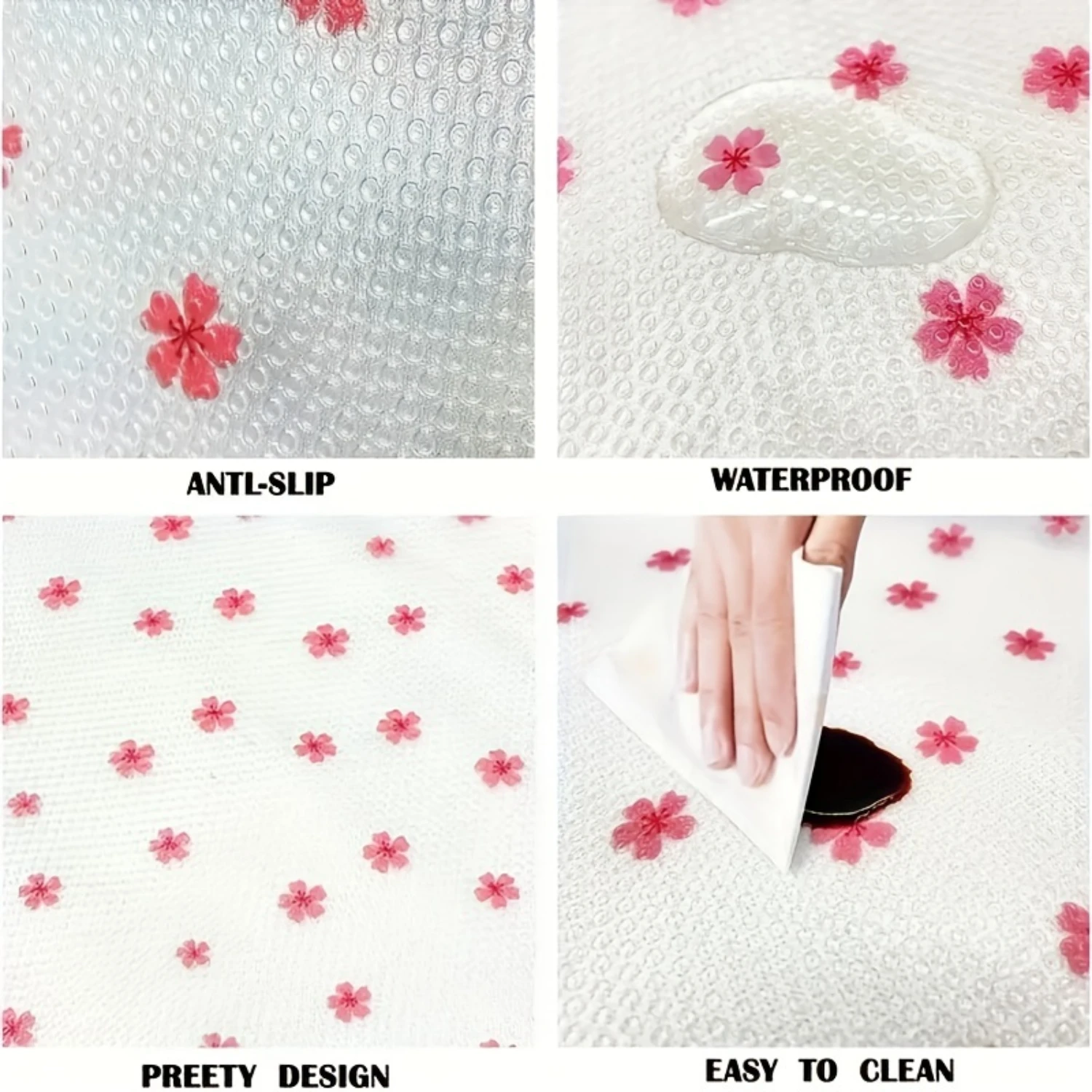 Roll Shelf Liner Flower Pattern Cuttable Pad for Refrigerator Cabinet Drawer Organizers Waterproof Moisture-proof Dust-proof Mat