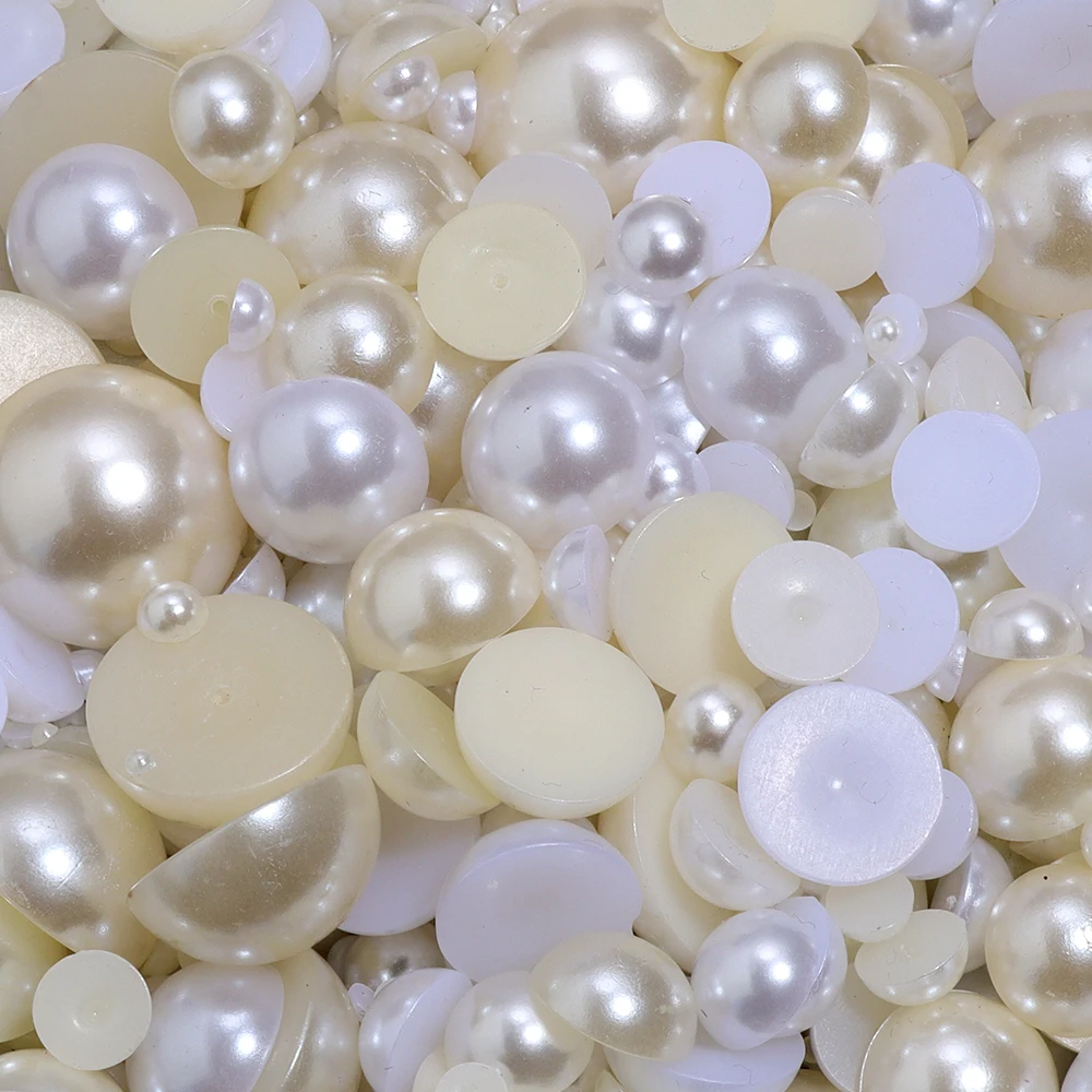 10-500PCS Half Flatback Imitation Pearls Beads White/Beige Round Loose Pearl Bead for DIY Craft Jewelry Scrapbooking 2/4/8-25mm image 2