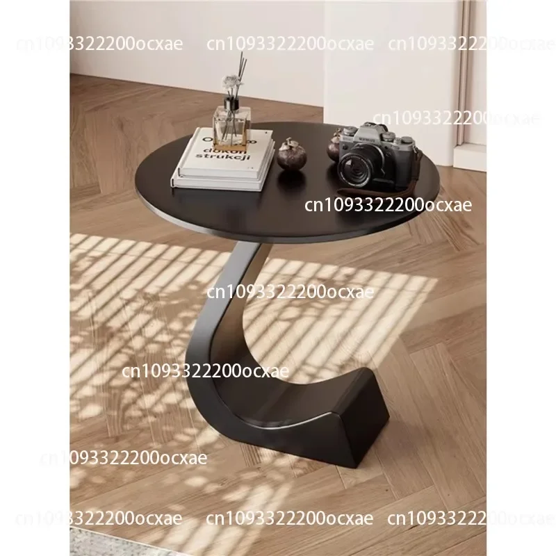 Superior modern luxury round side table rock slab sofa significant other with metallic glass wood material for family living