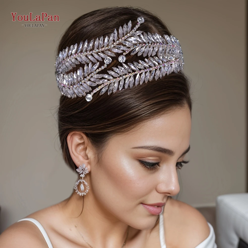 

TOPQUEEN Crystal Bridal Headband Wedding Tiara Diadema Women Hair Accessories Headwear Bride Headpiece Banquet Jewelry HP419