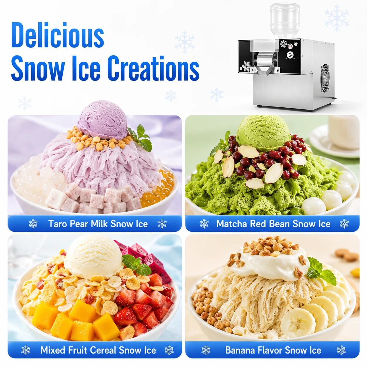 Snow Ice Cream Machine Snow Ice Shaver Machine Europen Snow Flake Ice Machine Korea Bingsu Machine Snowflake Ice Shaving Device