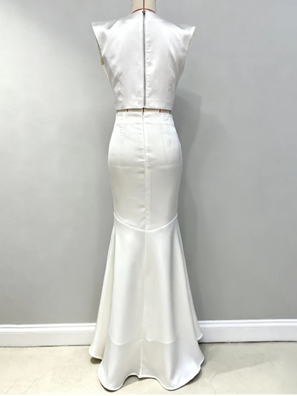 Modphy – jupe sirène de luxe blanche en diamant, ensemble deux pièces, robes formelles élégantes pour femmes, haut court sans manches + jupe longue