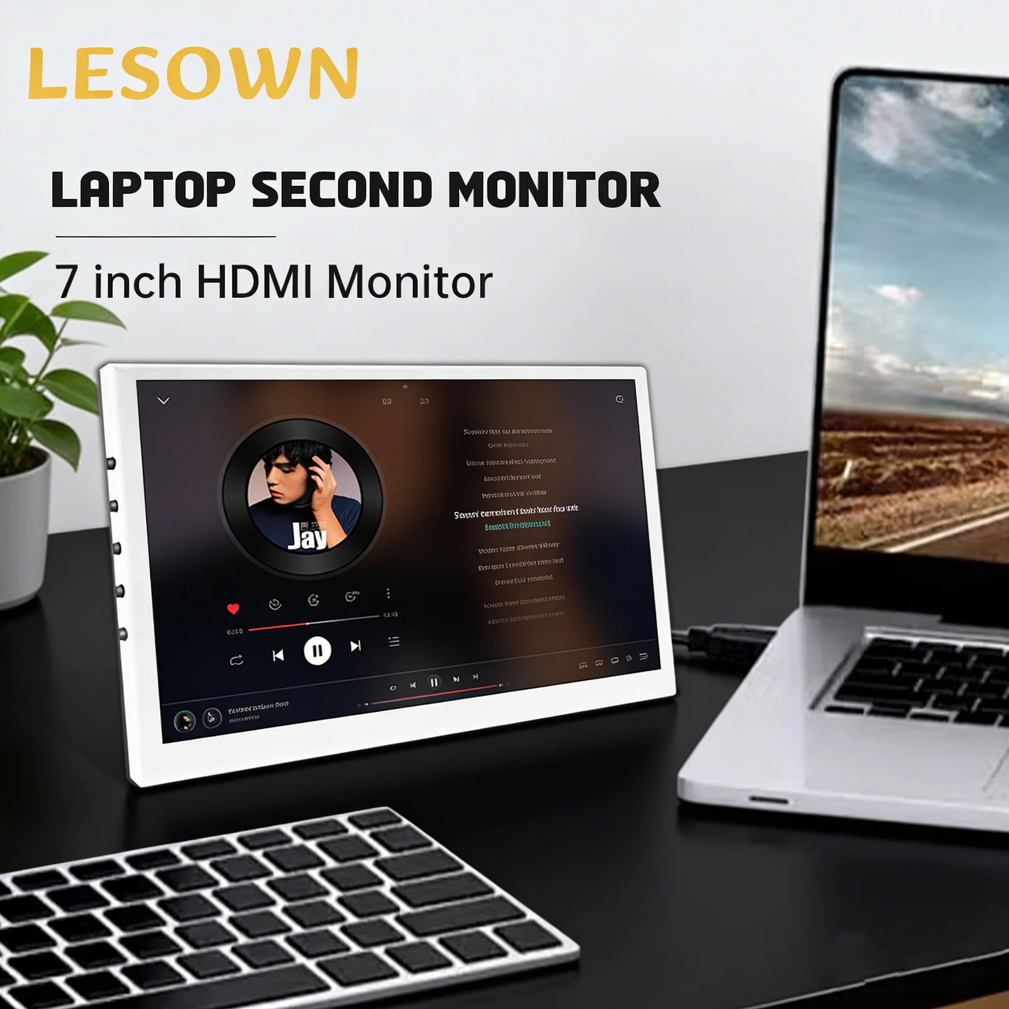 

Портативный мини-монитор LESOWN 7 дюймов, 1024x600 IPS LCD, для путешествий, с функцией Plug & Play, для ноутбуков, ПК, воспроизведения музыки и текстов песен