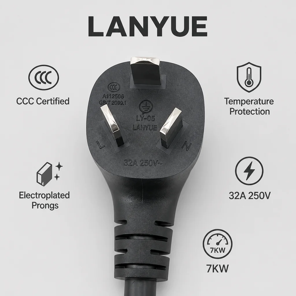 CCC CN China NEMA 32A250V Gen 2 EV Charger Extension Cord Adapter For Manufacturing