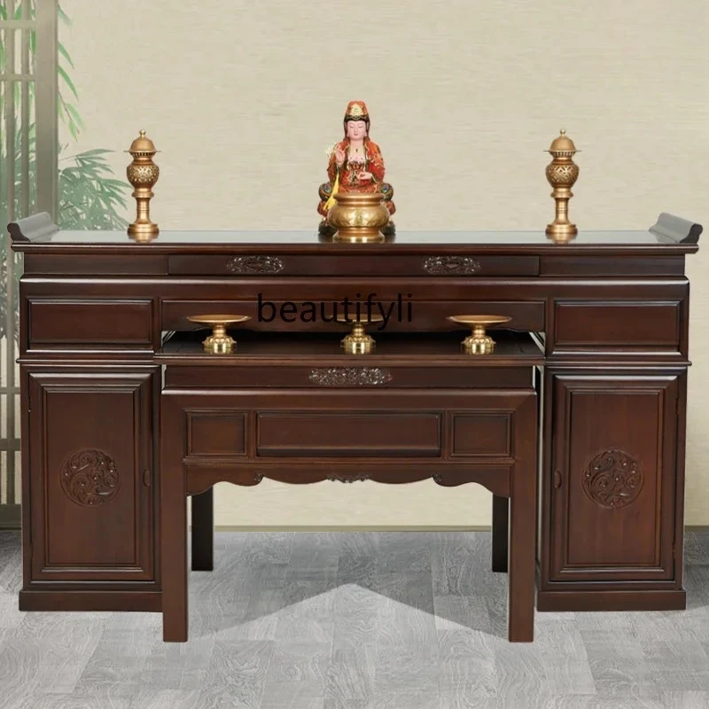 

Fantai solid wood table for home use, new Chinese style table for living room, Buddhist table modern and simple