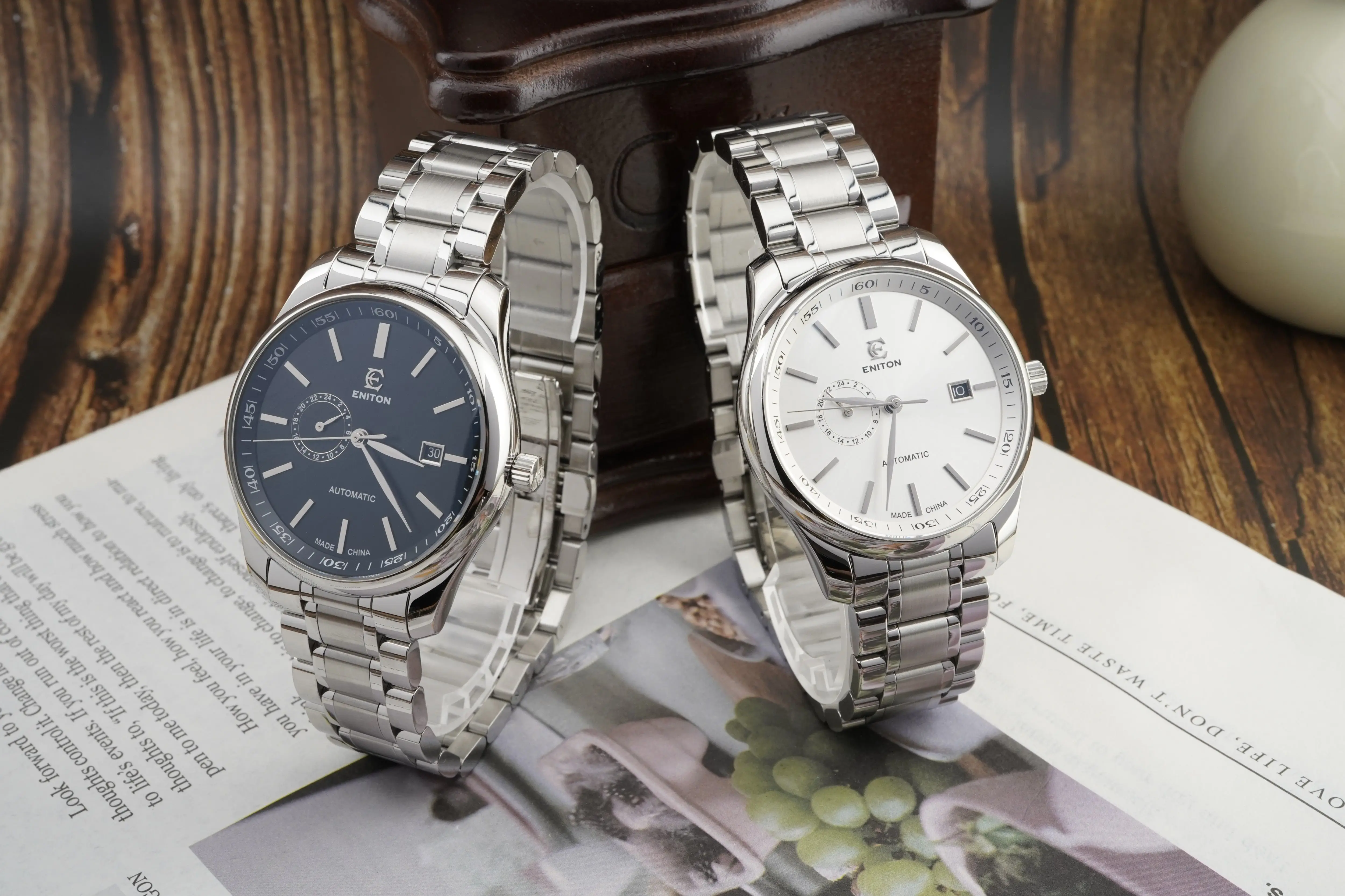 ENITON 41 ミリメートル 8217 ドームサファイアガラストップブランド 50 メートル防水機械式時計ビジネス高級ファッション時計メンズ腕時計