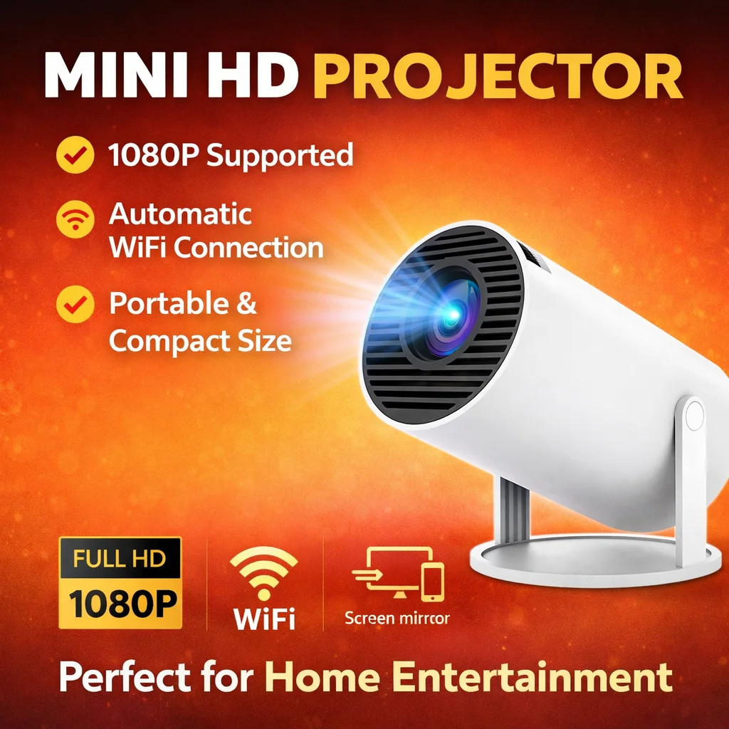 

HY300 Projector WIFI Mobile Phone Same Screen Edition Home Living HD Smart 4K Home Theater Auto Focus Android Portable Projector