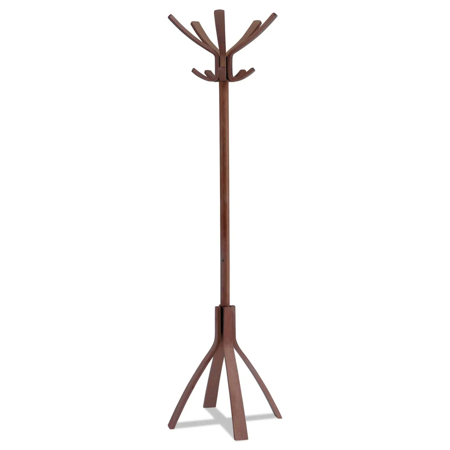 Espresso Wood Coat Rack Stand 5 Double Pegs Clothes Umbrella Holder Weighted Base Easy Assembly, Customized