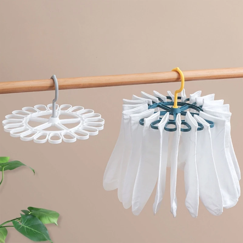 Round Drying Rack Rotatable Laundry Hanger Storage Rack 20 Clips Rack for Underwear Socks Necktie Bibs Hanger