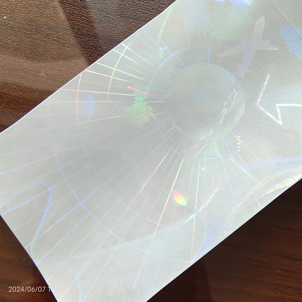 10 stücke 84x52mm transparenter Hologramm dekorations aufkleber wasserdichtes reißfestes klares Plastiklaser-holo graphisches Anti-Fake-Etikett