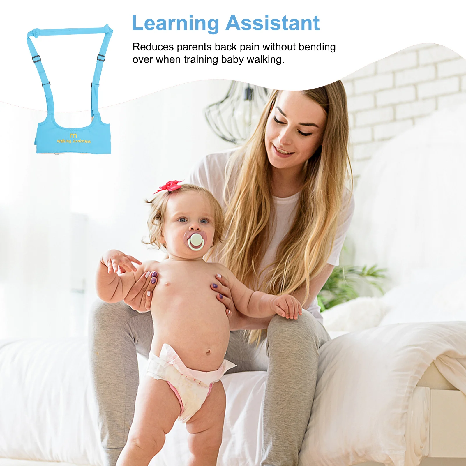 

Безопасный помощник по ходьбе ребенка, защитный пояс, очищенный хлопок, прочный устойчивый к ударам тренировочный инструмент, синий ручной ремень