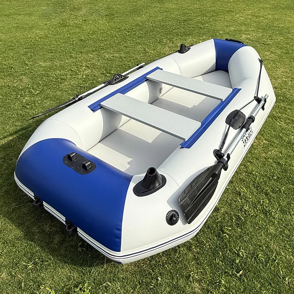 3 Person Fishing Kayak PVC Inflatable Boat 230cm Thick and Wear-Resistant Rowing Canoe Air Mat Floor with All Accessories