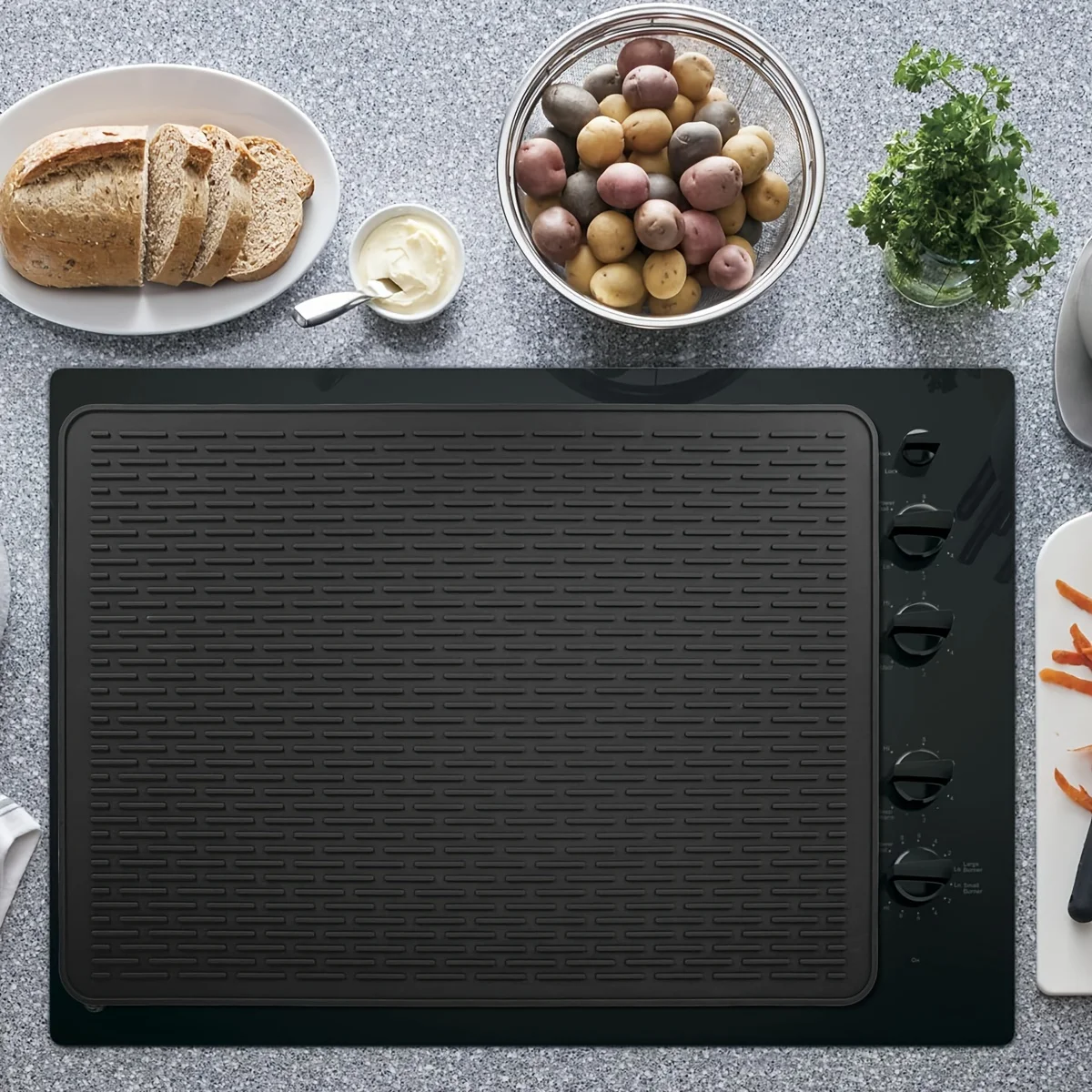 

Силиконовый коврик для плиты 28 x 20 XL — нескользящая термостойкая защита, прочная поверхность для сушки посуды — защищает кухонную столешницу