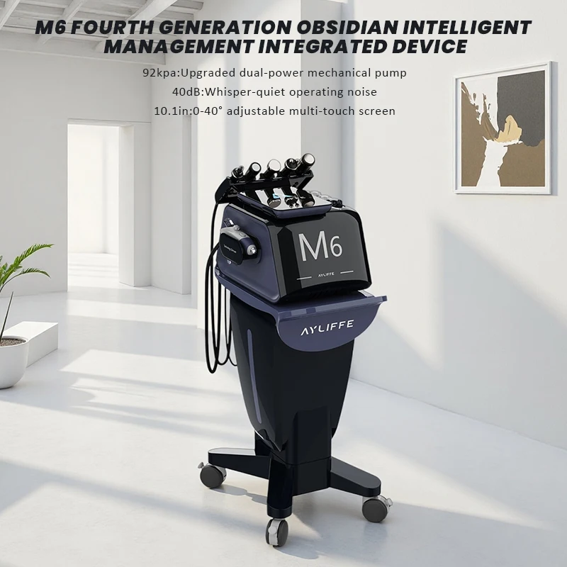 M6 4. Generation Obsidian Multifunktionales Schönheitsgerät, 6-in-1 Salon-Hautpflegegerät, Hydro-Dermabrasion Sauerstoff-Injektion Plasma-Mikrostrom-Lifting Porenreinigung Anti-Aging