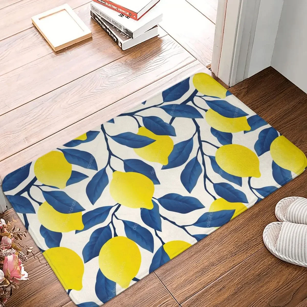 Bath Mat Yellow Lemons Lemon Rug Home Doormat Living Room Carpet Entrance Door