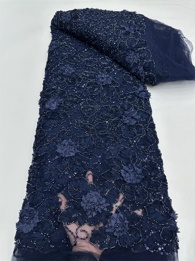 2025 أحدث الفرنسية ثلاثية الأبعاد تول أقمشة الدانتيل مطرز عالية الجودة الأفريقي صافي شبكة أقمشة الدانتيل مع الترتر لفساتين الحفلات المسائية