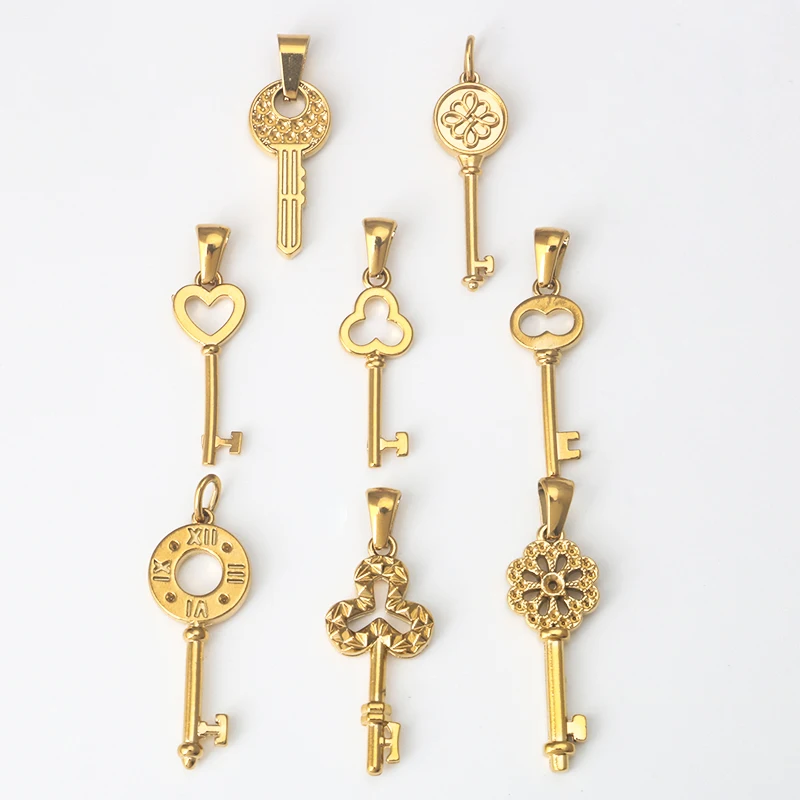 Stainless steel personalized fashion gold variety of key pendant DIY jewelry accessories