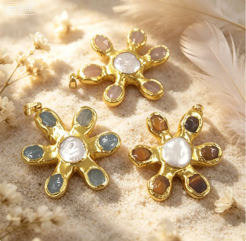 WT-JP473 Elegant Gorgeous Stone Pearl Pendant With 18K Real Gold Plated For Women Carpet Events