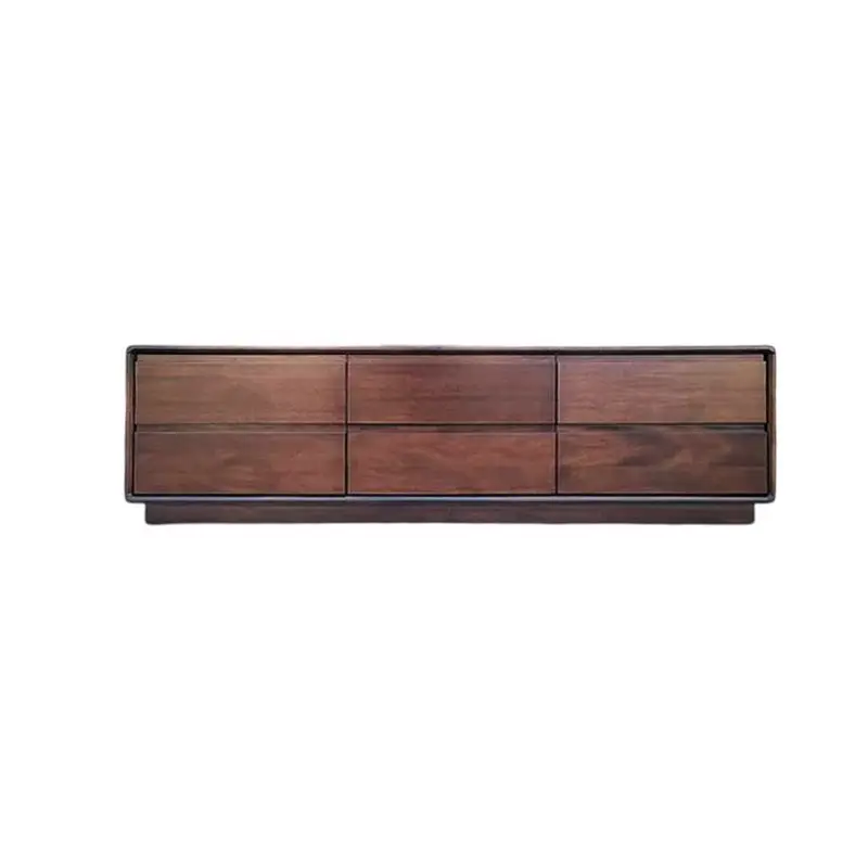 

Solid wood TV cabinet living room bedroom new Chinese antique high-grade walnut log floor cabinet