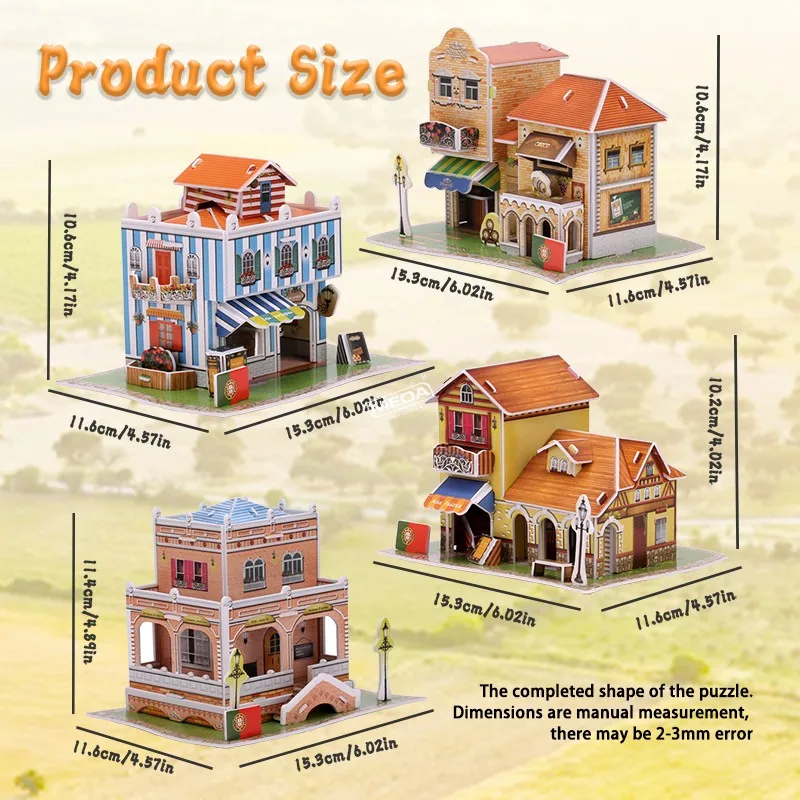 3D Paper Film Puzzle DIY Assembly of Portuguese Characteristic Architectural Models Desk Deco Children's Birthday Toy Gifts