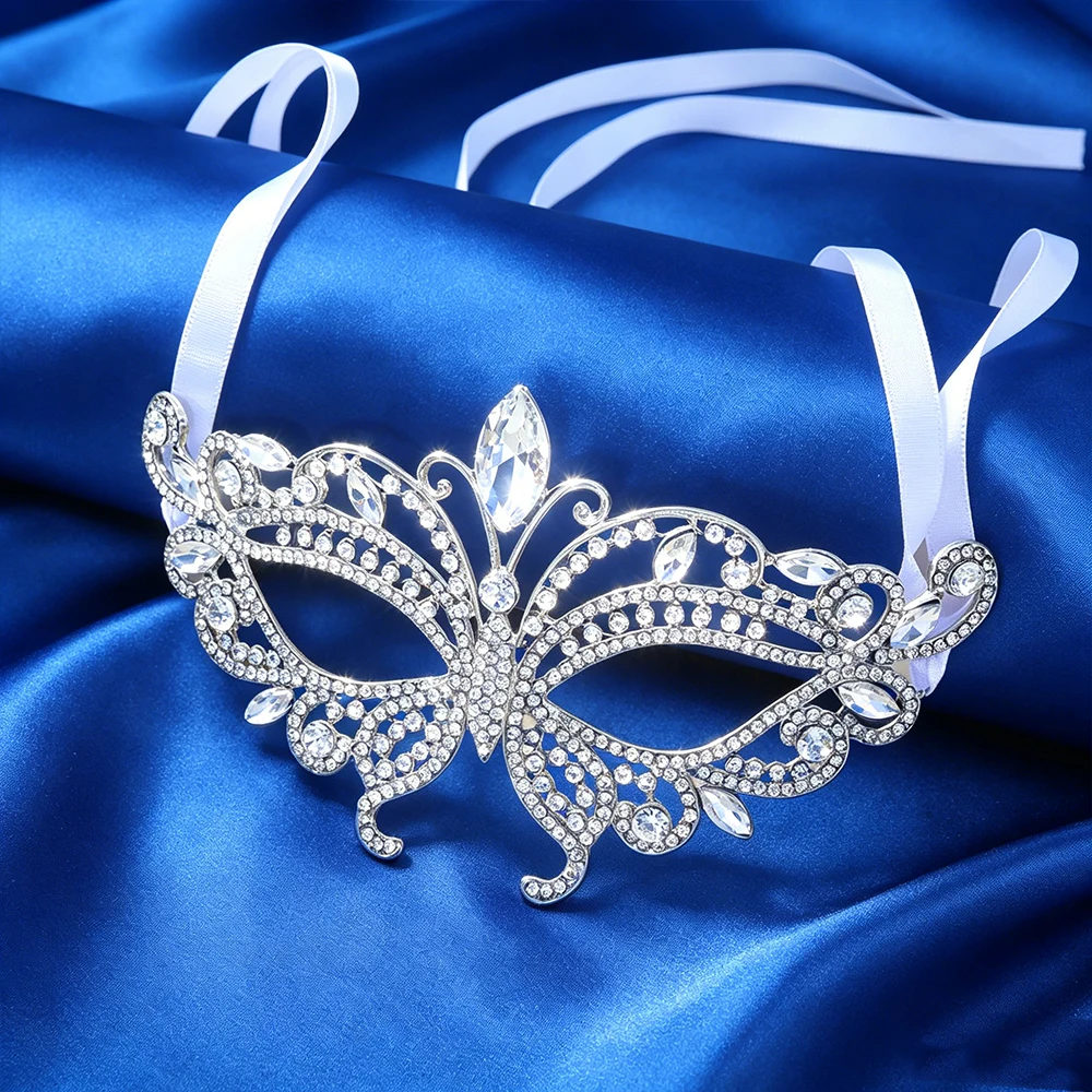 Classical Bohemian Style Gorgeous Rhinestone Women's Mask Retro Ethnic Style Semi Covered Makeup Ball Sweet Party Accessories