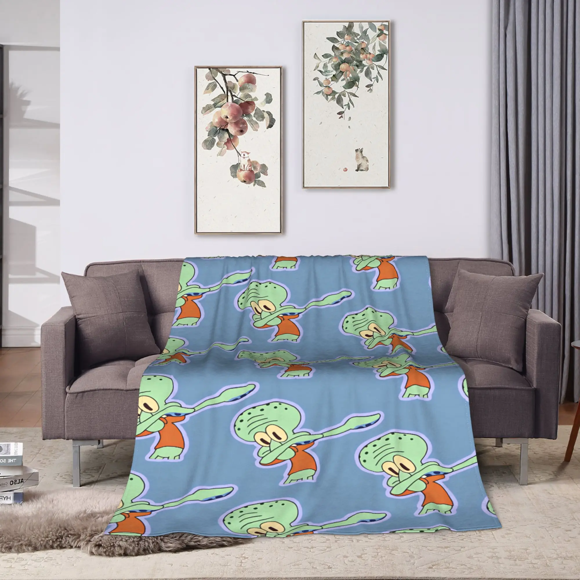 SpongeBobs Plankton  Blanket  Warm Soft Print Plush Throw Blanket For Kids Home Decor Flannel Bedspread Bed Cover