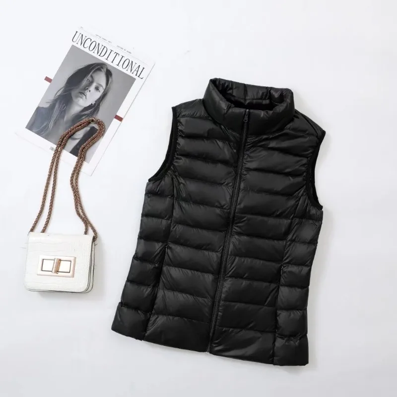 11 Colors Women Vest 2023 New Spring Female Windproof Lightweight Warm Waistcoat Sleeveless Puffer Coat White Duck Down Parka