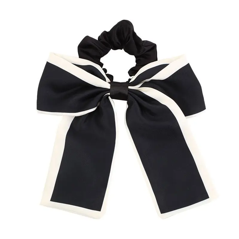 1Pcs Fashion Solid Bow Ribbon Tassel Hair Scrunchies Elastic Hair Bands For Women Girls Party Ponytail Headwear Hair Accessories