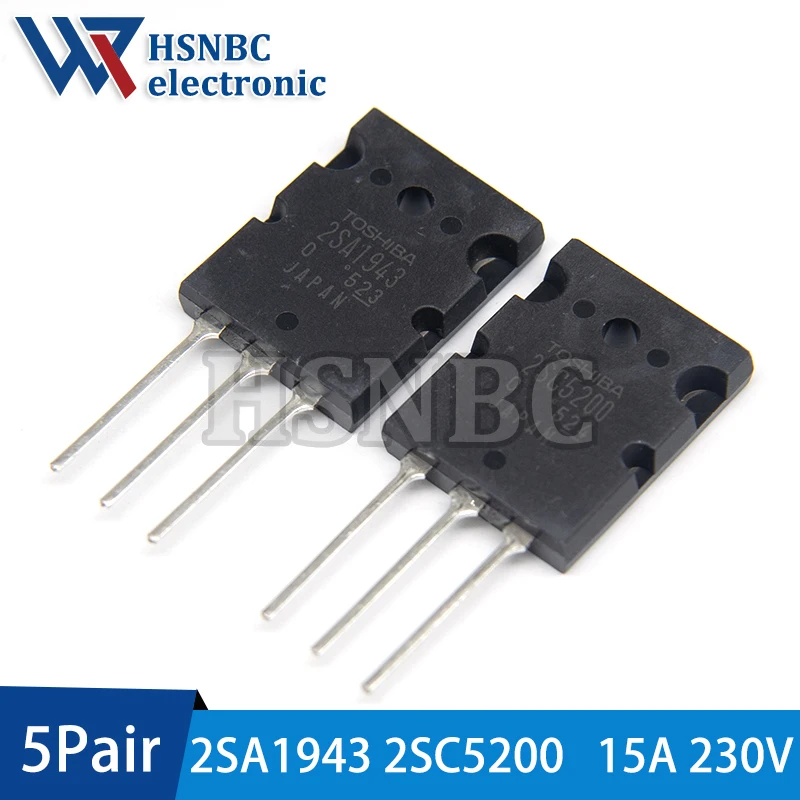 

2SA1943-O(Q) 2SA1943 A1943 + 2SC5200-O(Q) 2SC5200 C5200 TO-3PL 15A 230V Silicon PNP+NPN Triple Diffused Type 100% New Original