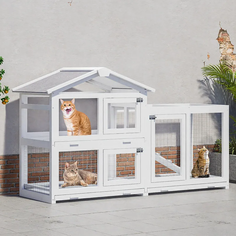 Antiseptic outdoor pet cage rabbit cage home large solid wood chicken duck goose house rainproof and sunscreen cat villa high-en - view 2