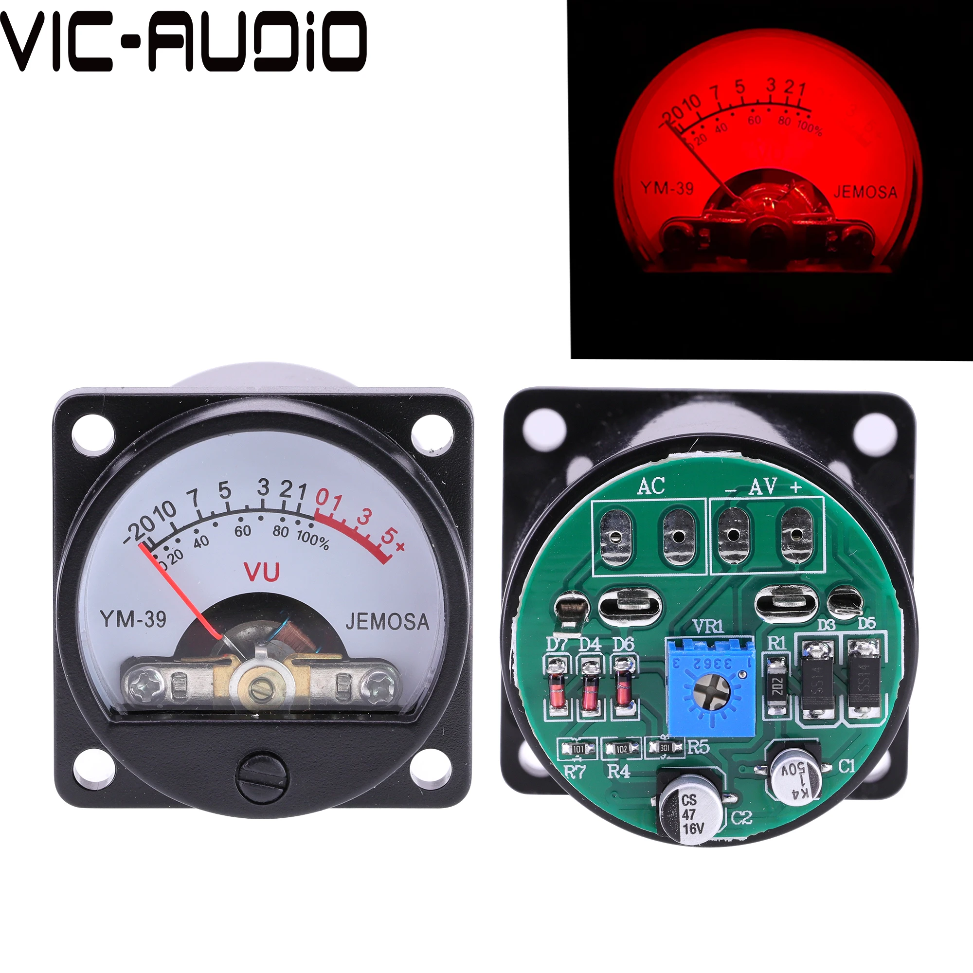 2 قطعة 35 مللي متر لوحة VU متر 500VU الصوت ضغط متر 2 قطعة VU مستوى الصوت متر لوحة للقيادة تيار مستمر/التيار المتناوب 6-12 فولت المدخلات