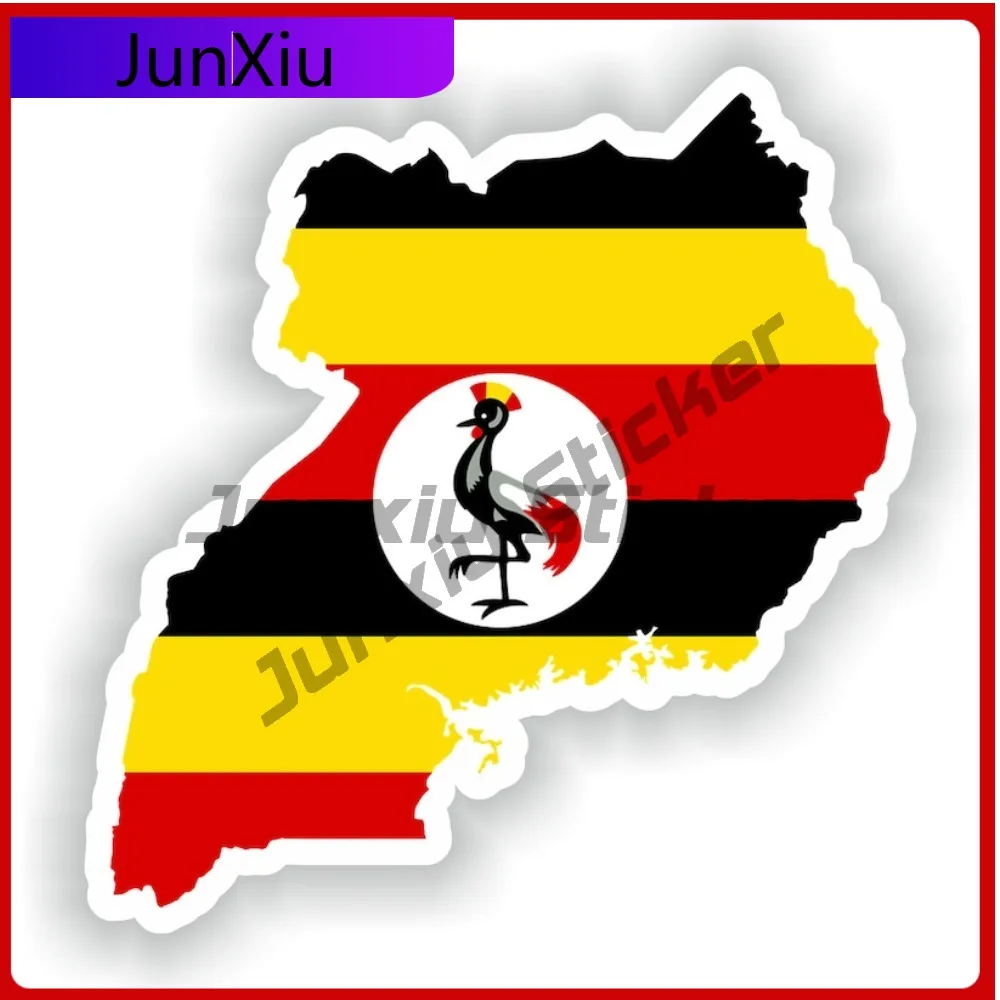 

Uganda National Flag And Emblem Map Shape Stickers Scratch Cover Car Decal For Cars Bicycle Accessories Stickers Funny Bumper