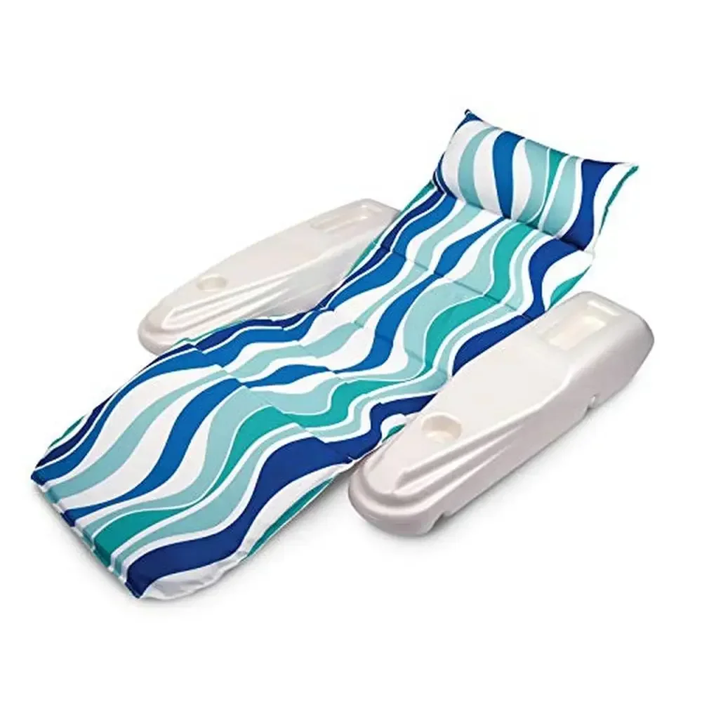 Adjustable Floating Chaise Lounge Chair All-Weather Fabric Sun Blue Currents One Size