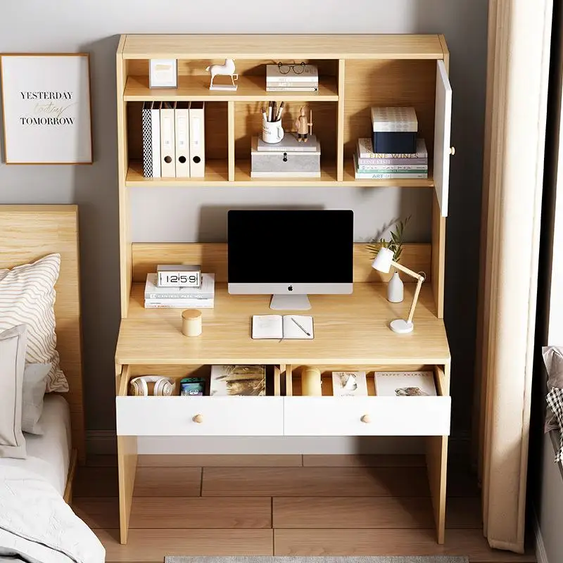 Desk bookshelf integrated table desktop computer desk small apartment simple household student