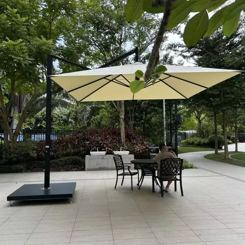 Big Size Cantilever Parasol 3M*3M Custom Logo Patio Porch Backyard Garden Aluminum Umbrella with Led Lights and Power Bank