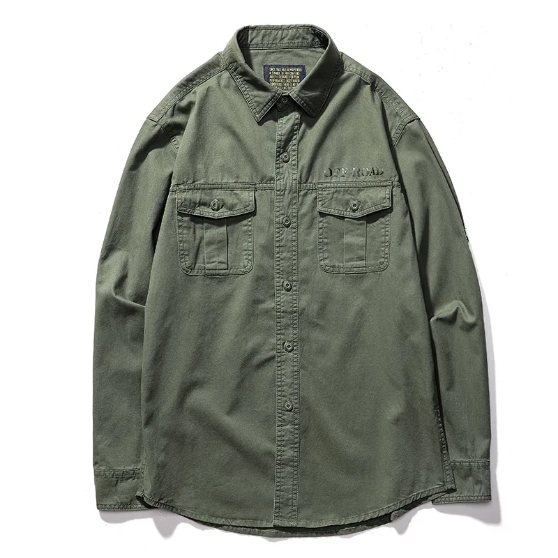 

Men Military Outdoor Shirts New Spring Male Cotton Casual Multi-pocket Tooling Shirts High Quality Man Solid Long-sleeved Shirts