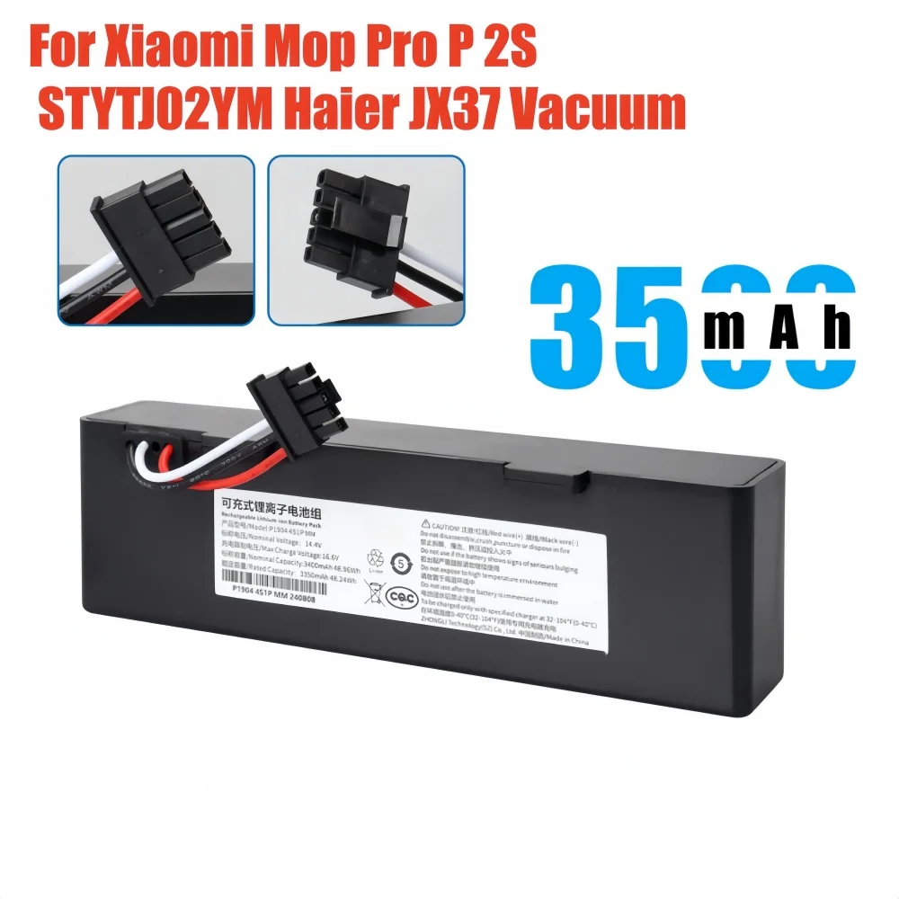 

3500mAh 14.4V Replacement Battery for Xiaomi Mop Pro P 2S S12 Yunmi MVVC01 Haier JX37 Wyze WVCR200S Conga 3290 3390 Robot Vacuum