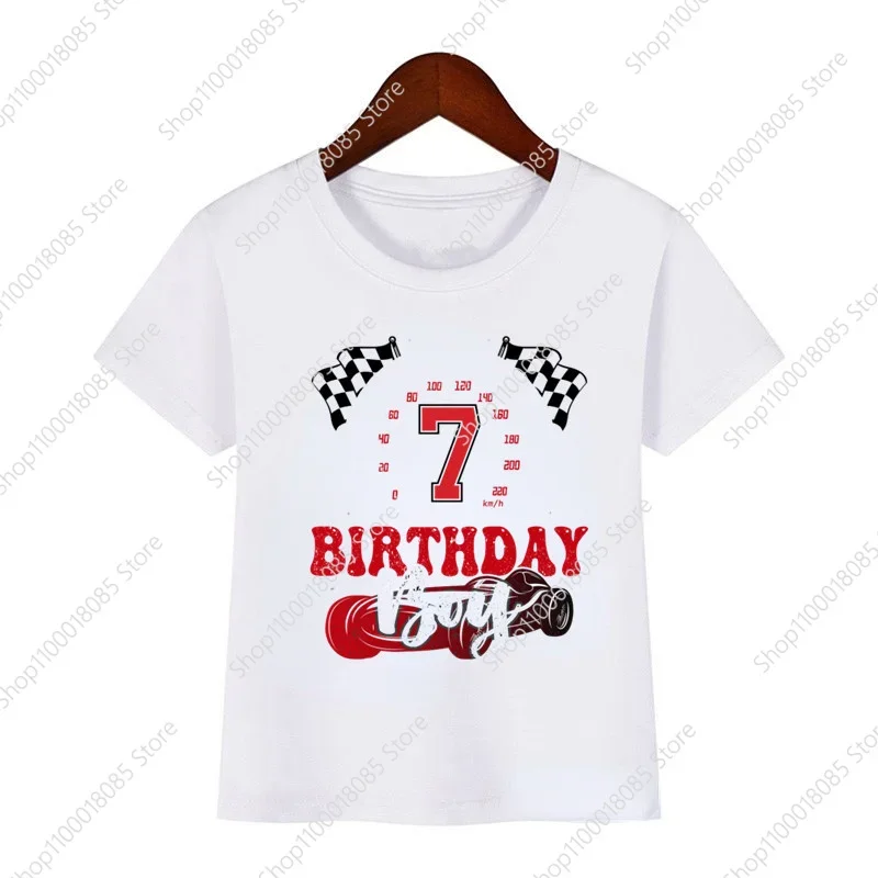 Racing patterns and printed numbers1-9 children's birthday t-shirts casualclothing fashionable new boy t-shirt cool and stunning