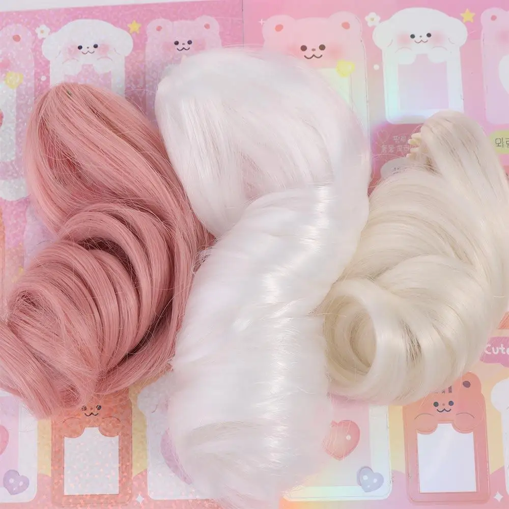 Cola de Caballo muñeca de algodón peluca de fibra química pelo largo y rizado fibra química BJD SD muñeca pelo rosa colorido